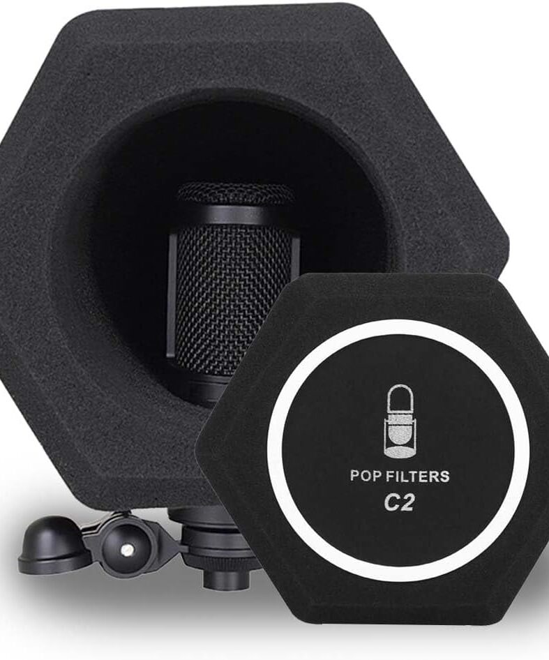 Professional Microphone Isolation Ball Shield - Superior Noise Cancellation with Pop Filter and High-Density Sound Absorbing Foam - Studio Quality Recording