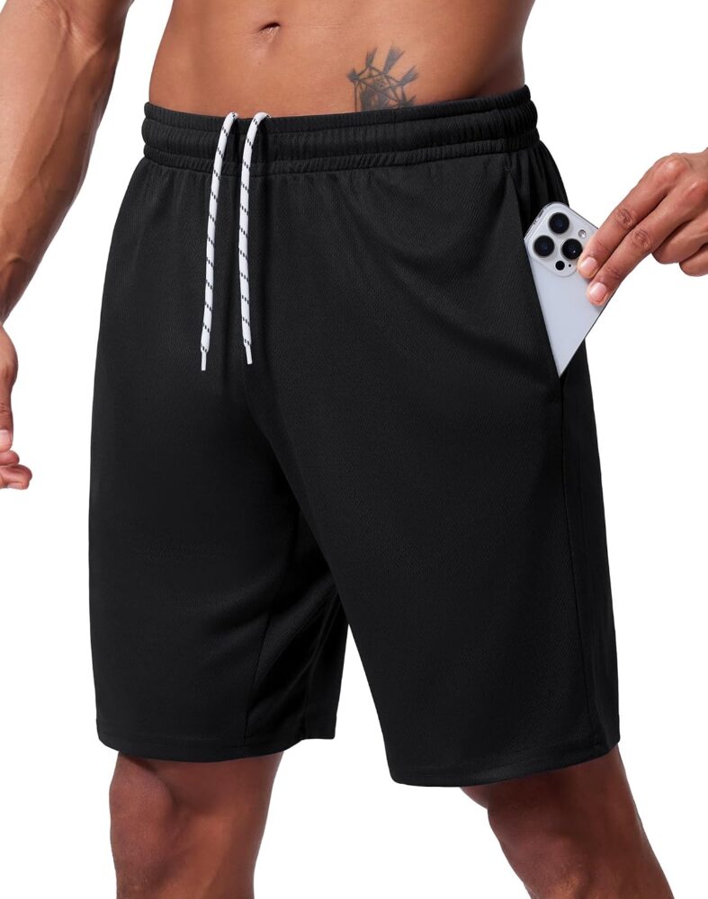 Men's Athletic Shorts 9 Inch Inseam - Quick Dry Mesh Basketball Shorts Men, Lightweight Mens Gym Running Shorts
