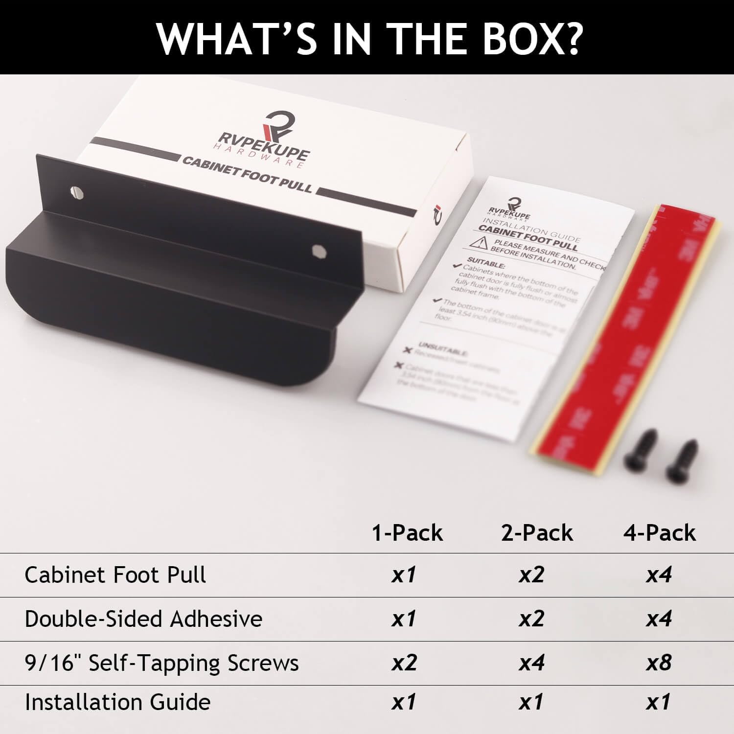 RVPEKUPE 1-Pack Under Cabinet Foot Pull for Trash Drawer, Matte Black 4" - Image 8